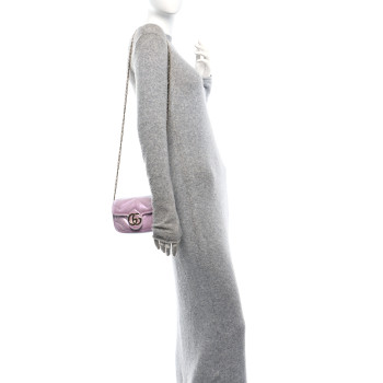 GUCCI Iridescent Nappa Chevron Matelasse Super Mini GG Marmont Shoulder Bag Iridescent Escape Pink