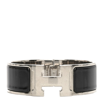 HERMES Enamel Wide Clic Clac H Bracelet PM Black