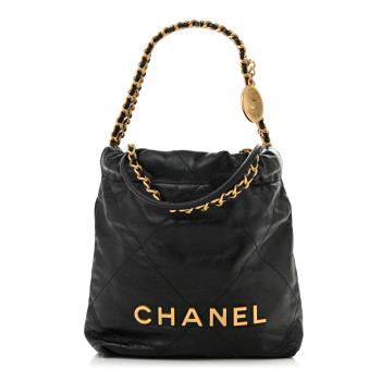 CHANEL Shiny Calfskin Quilted Mini Chanel 22 Black
