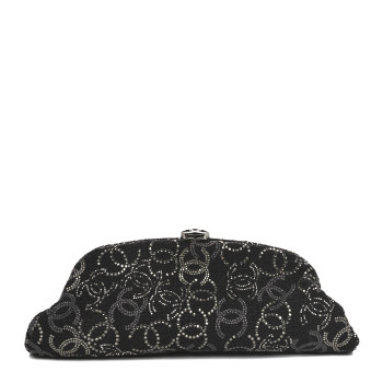 CHANEL Tweed Strass Pudong Clutch Black