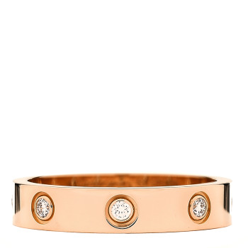 CARTIER 18K Pink Gold 8 Diamond 4mm LOVE Wedding Band Ring 53 6.5