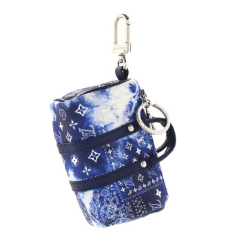 LOUIS VUITTON Monogram Bandana Mini Keepall Bag Charm Key Holder Blue