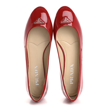 PRADA Patent Triangle Ballerina Flats 36.5 Rosso