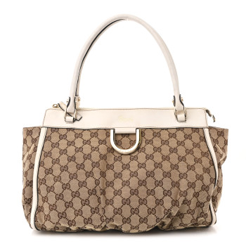 GUCCI Monogram D Gold Tote Off White