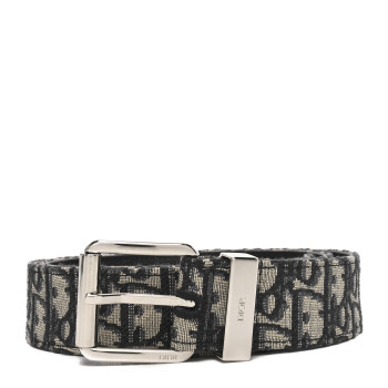 CHRISTIAN DIOR Oblique 35mm Belt 95 38 Beige Black