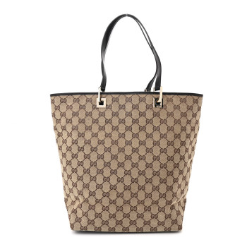 GUCCI Monogram Large Bucket Tote Dark Brown
