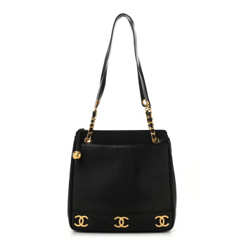CHANEL Caviar CC Shoulder Bag Black