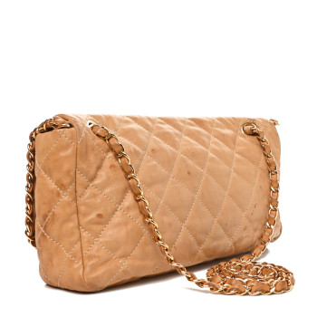 CHANEL Calfskin Quilted Medium Chain Me Flap Light Beige