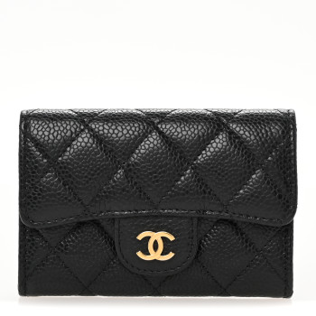 CHANEL Caviar Quilted Flap Card Holder Black