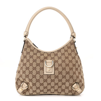 GUCCI Monogram Medium Abbey D Ring Hobo Off White