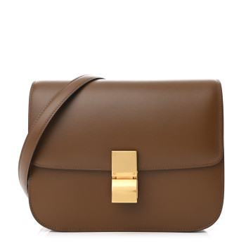 CELINE Liege Calfskin Medium Classic Box Flap Bag Camel