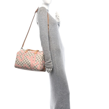 LOUIS VUITTON Damier Azur Tahitienne Speedy Bandouliere 30 Rose Ballerine
