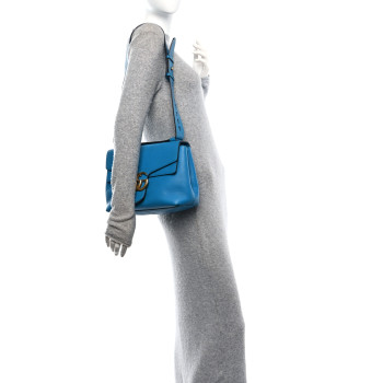 GUCCI Cellarius Calfskin GG Marmont Shoulder Bag Turquoise