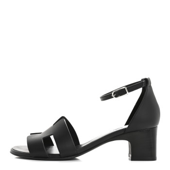 HERMES Calfskin Encens 50 Sandals 38.5 Black