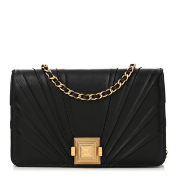 CHANEL Lambskin Pyramid Wallet On Chain WOC Black