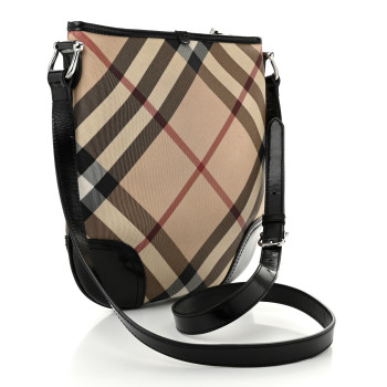 BURBERRY Patent Nova Check Dryden Crossbody Bag Black