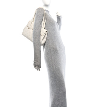 CHANEL Calfskin Wild Stitch Shoulder Bag White