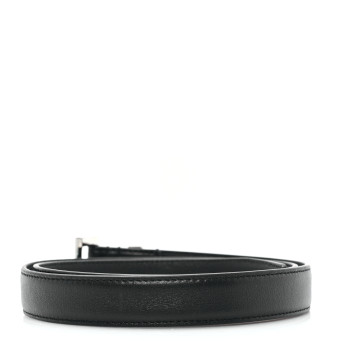 SAINT LAURENT Calfskin Monogram Narrow Square Buckle Belt 75 30 Black