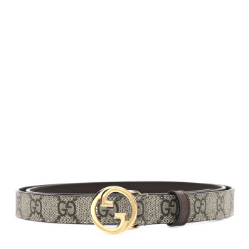 GUCCI GG Supreme Monogram Textured Dollar Calfskin Blondie 30mm Belt 100 40 Beige Ebony New Acero
