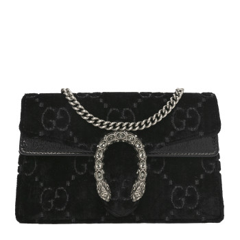 GUCCI Velvet GG Monogram Super Mini Dionysus Shoulder Bag Black