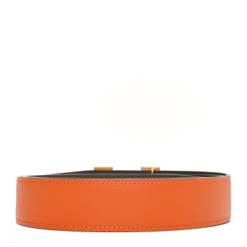 HERMES Epsom 38mm Martelee H Belt 95 38 Orange Etain