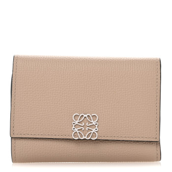 LOEWE Pebble Grain Calfskin Anagram Small Vertical Wallet Sand