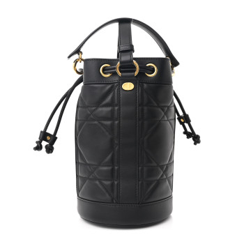 CHRISTIAN DIOR Calfskin Macrocannage Cannage Small Drawstring Backpack Black