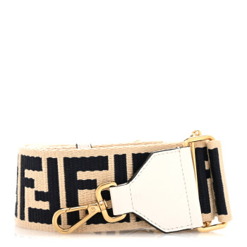 FENDI Jacquard Ribbon Vitello King FF Bi-Color Intreccio Adjustable Strap You Nuvola Midnight White Ice