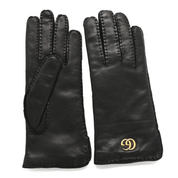GUCCI Nappa Lambskin Maya GG Gloves 6.5 Black