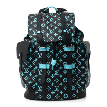 LOUIS VUITTON Monogram Playground Christopher MM Backpack Black Blue