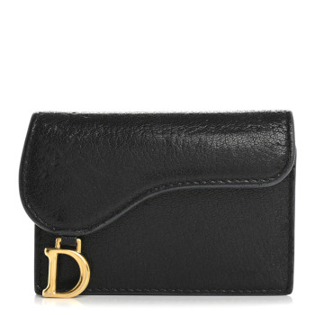 CHRISTIAN DIOR Goatskin Saddle Card Holder Black