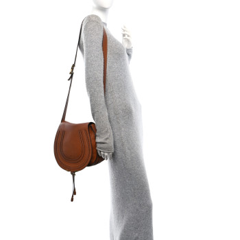 CHLOE Calfskin Medium Marcie Round Crossbody Bag Tan