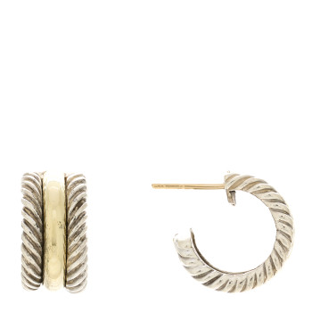 DAVID YURMAN Sterling Silver 14K Yellow Gold 16mm Cable Classics Hoop Earrings