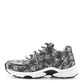 CHANEL Tweed CC Sneakers 35 Grey Black
