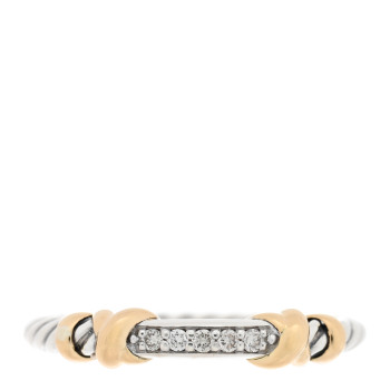 DAVID YURMAN Sterling Silver 18K Yellow Gold Diamond Petite Helena Wrap Ring 54 7