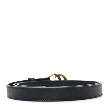 GUCCI Moon Calfskin Pearl Double G 20mm Belt 100 40 Black Cream