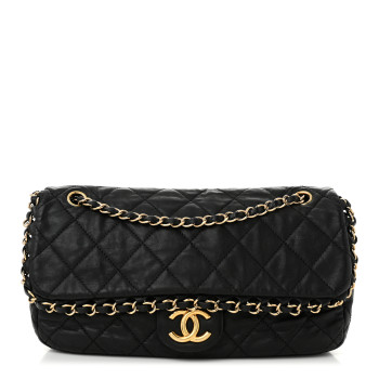 CHANEL Calfskin Quilted Medium Chain Me Flap Black