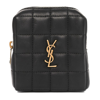 SAINT LAURENT Lambskin Quilted Mini Square Pouch Black