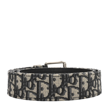 CHRISTIAN DIOR Oblique 35mm Belt 95 38 Beige Black