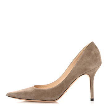 JIMMY CHOO Suede Abel Pumps 38.5 Taupe