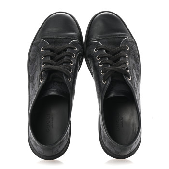 GUCCI GG Monogram Calfskin Womens Low Top Sneakers 37 Piombo Black