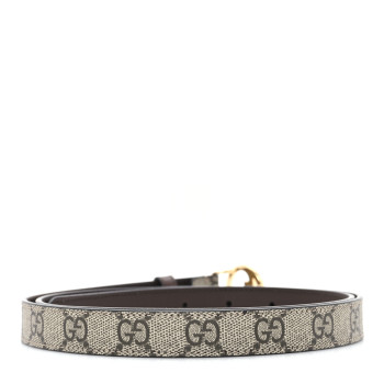 GUCCI GG Supreme Monogram Textured Dollar Calfskin Blondie 30mm Belt 100 40 Beige Ebony New Acero