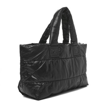 CHANEL Nylon Quilted Medium Coco Cocoon Reversible Tote Black