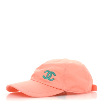 CHANEL Cotton CC Cap Hat Orange Turquoise