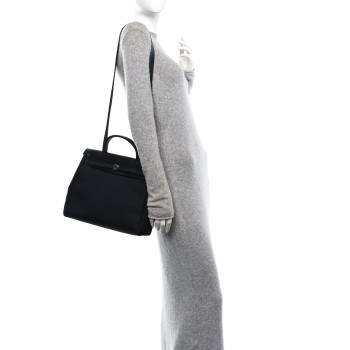 HERMES Toile Vache Calfskin Herbag 30 PM Black