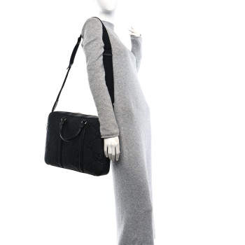 GUCCI Piuma Calfskin Jumbo GG Embossed Briefcase Black