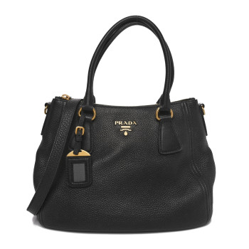 PRADA Vitello Phenix Shoulder Bag Black