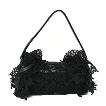 PRADA Lace Pizzo S Baguette Black