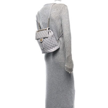 CHANEL Calfskin Quilted Small Urban Spirit Backpack Grey