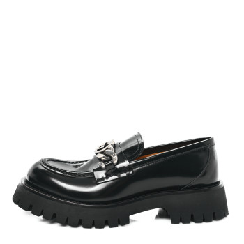 GUCCI Cordovan Lux Womens Jeanne Platform Lug Sole 30/45mm Loafers 38.5 Black